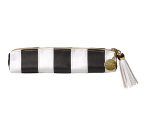 GLAM BLACK AND WHITE LEATHERETTE PENCIL/PEN POUCH