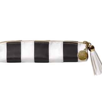 GLAM BLACK AND WHITE LEATHERETTE PENCIL/PEN POUCH